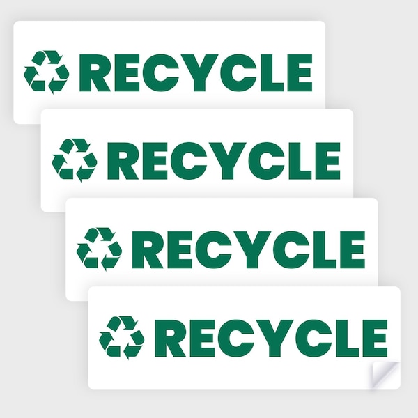 Recycle Sticker for Trash Can: Garbage Can / Trash Bin -Outdoor Rated, Heavy Duty, 6''x2'', 20PK